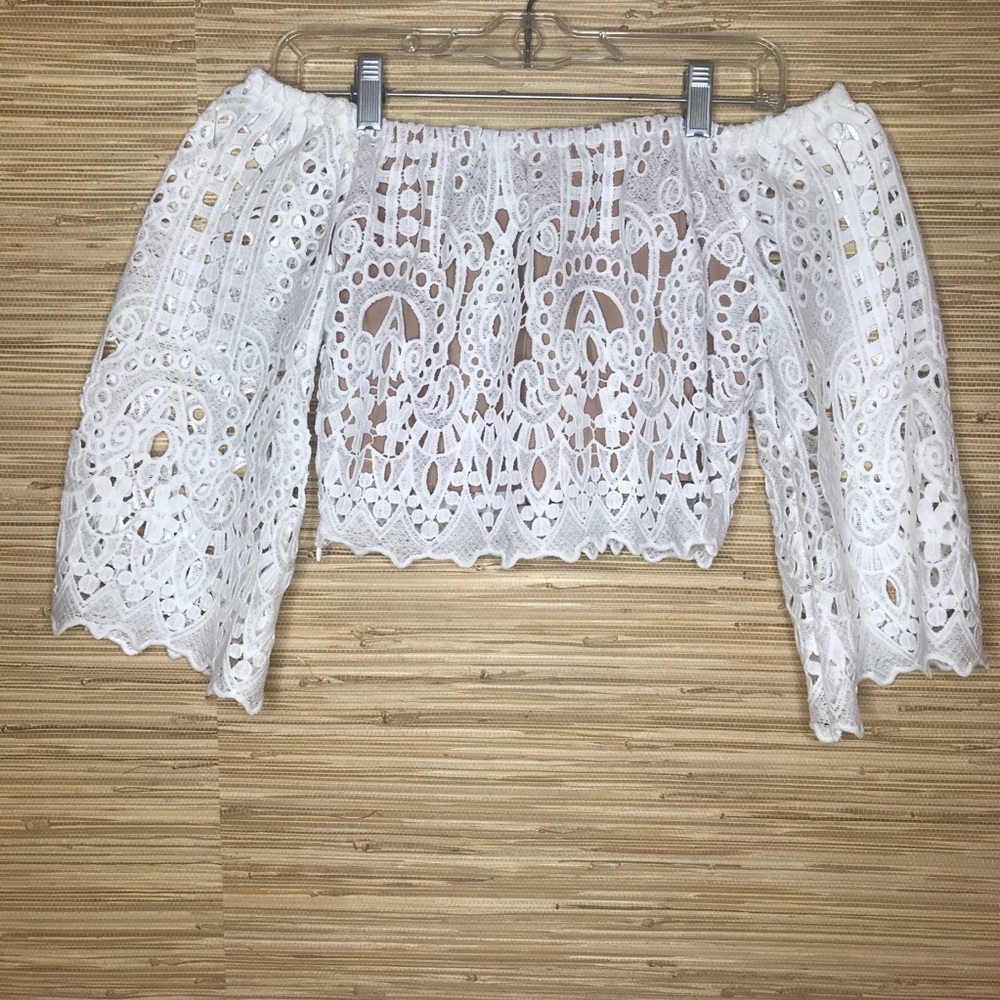 Lacy White Off-the-Shoulders Top